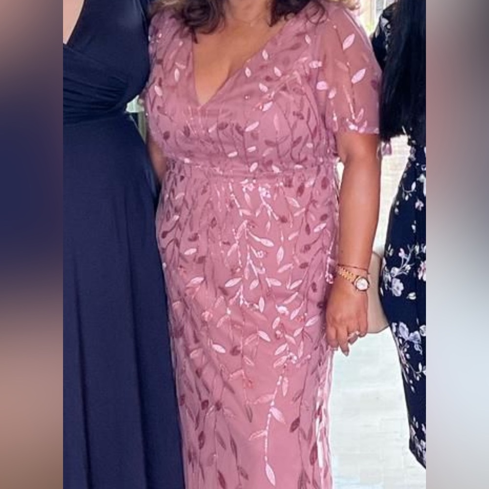 Pink Sequin Embellished Maxi Gown